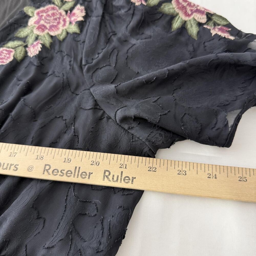Torrid Runway Dress Floral Embroidered Romantic Goth 14 Black Maxi Womens - Picture 7 of 8